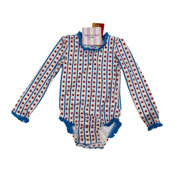 NWT  James & Lottie Size 12M Leighton Rash Guard Swim in Stars & Stripes - Picture 1 of 7